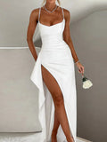 Women's High-Slit Satin XS-L Fashion Designer Prom Dresses (Long)