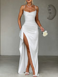 Women's High-Slit Satin XS-L Fashion Designer Prom Dresses (Long)