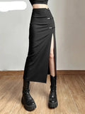 Women's High Split Fashion Designer High Waist Skirts (Midi)