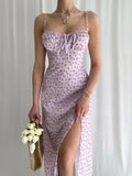 Women's High Split Floral Printed Fashion Designer Dresses (Midi)-Women's Fashion Designer Dresses