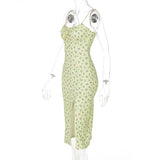Women's High Split Floral Printed Fashion Designer Dresses (Midi)-Women's Fashion Designer Dresses