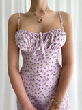 Women's High Split Floral Printed Fashion Designer Dresses (Midi)-Women's Fashion Designer Dresses