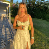 Women's High Split Floral Printed Fashion Designer Dresses (Midi)-Women's Fashion Designer Dresses