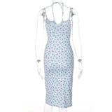 Women's High Split Floral Printed Fashion Designer Dresses (Midi)