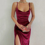 Women's High Split Velvet Fashion Designer Bodycon Dresses (Midi)-Women's Fashion Designer Dresses