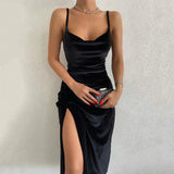 Women's High Split Velvet Fashion Designer Bodycon Dresses (Midi)-Women's Fashion Designer Dresses