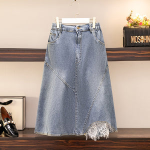 Women's High Waist Fashion Designer Chiffon A-Line Midi Skirts (Plus Size)