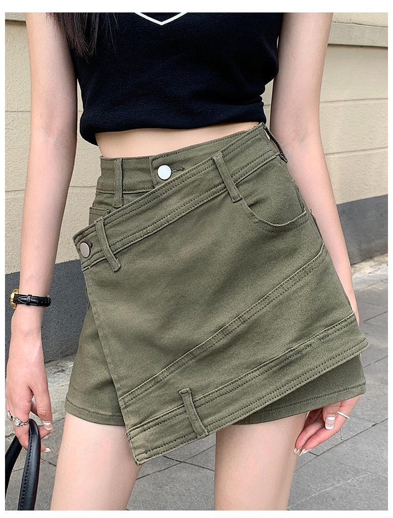 Women's High Waist Fashion Designer Denim Mini Shorts Skirts (Plus Size)