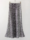 Women's High Waist Fashion Designer Leopard Print Skirts (Long)