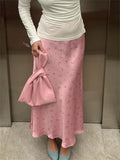 Women's High Waist Designer M-L Fashion Satin Skirts (Long)-Women's Fashion Designer Skirts-International Women's Clothing