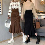 Women's High Waist Fashion Designer Mermaid Ruffles Skirts (Midi)-Women's Fashion Designer Skirts