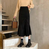 Women's High Waist Fashion Designer Mermaid Ruffles Skirts (Midi)-Women's Fashion Designer Skirts