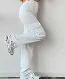 Women's High Waist Straight S-3XL Fashion Designer Cargo Pants-Women's Fashion Designer Leggings / Pants-International Women's Clothing