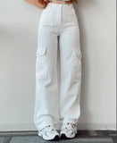 Women's High Waist Straight S-3XL Fashion Designer Cargo Pants-Women's Fashion Designer Leggings / Pants-International Women's Clothing