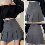Women's High Waist Pleated Fashion Designer Kawaii Mini Skirts (Short)