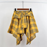 Women's High Waist Ruffle Layered Fashion Designer Bow Tie Mini Skirts (Short)-Women's Fashion Designer Skirts