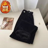 Women's High Waist S-2XL Fashion Designer Corduroy Straight Pants