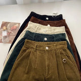 Women's High Waist S-2XL Fashion Designer Corduroy Straight Pants