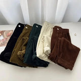 Women's High Waist S-2XL Fashion Designer Corduroy Straight Pants