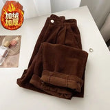 Women's High Waist S-2XL Fashion Designer Corduroy Straight Pants