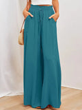 Women's High Waist S-2XL Fashion Designer Draw String Pants-Women's Fashion Designer Leggings / Pants-Malachite Blue-Women&#x27;s fashion designer plus size clothes
