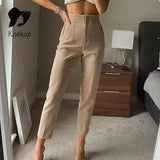 Women's High Waist S-2XL Office Fashion Designer Pants