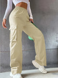 Women's High Waist S-L Fashion Designer Cargo Pants-Women's Fashion Designer Leggings / Pants-International Women's Clothing