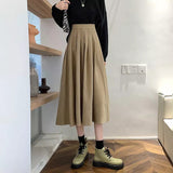 Women's High Waist S-L Pleated Fashion Designer Skirts (Midi)-Women's Fashion Designer Skirts-Khaki-Women&#x27;s fashion designer plus size clothes