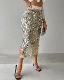 Women's High Waist Sequin Bodycon Fashion Designer Skirts (Midi)-Women's Fashion Designer Skirts