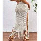 Women's High Waist Tassel Fashion Designer Knitted Skirts (Midi)-Women's Fashion Designer Skirts