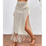 Women's High Waist S-L Tassel Fashion Designer Knitted Skirts (Midi)-Women's Fashion Designer Skirts-APRICOT-Women&#x27;s fashion designer plus size clothes