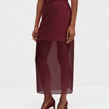 Women's High Waist Slit S-XL Fashion Mesh Skirts (Long)