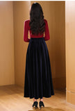 Women's High Waist Velvet Fashion Designer Long Skirts (Plus Size)