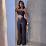 Women's Hollow Out Bodycon S-2XL Fashion Designer Wide Leg Jumpsuits