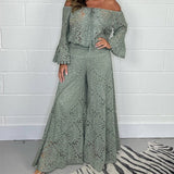 Women's Hollow Out Lace Fashion Designer Rompers Jumpsuits (Plus Size)