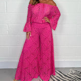 Women's Hollow Out Lace Fashion Designer Rompers Jumpsuits (Plus Size)