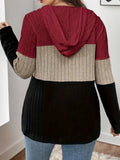 Women's Hooded 5XL Fashion Designer Knitted Ribbed Cardigan (Plus Size)-Women's Tops Fashion Designer Plus Size Jerseys