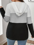 Women's Hooded 5XL Fashion Designer Knitted Ribbed Cardigan (Plus Size)-Women's Tops Fashion Designer Plus Size Jerseys