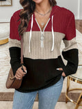 Women's Hooded Fashion Designer 5XL Knitted Ribbed Cardigan (Plus Size)