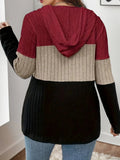 Women's Hooded Fashion Designer 5XL Knitted Ribbed Cardigan (Plus Size)