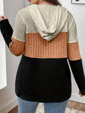 Women's Hooded Fashion Designer 5XL Knitted Ribbed Cardigan (Plus Size)
