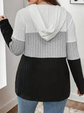 Women's Hooded Fashion Designer 5XL Knitted Ribbed Cardigan (Plus Size)