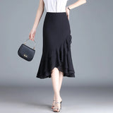 Women's Irregular Chiffon M-3XL Fashion Designer Fishtail Skirts (Midi)