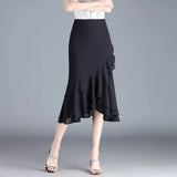 Women's Irregular Chiffon M-3XL Fashion Designer Fishtail Skirts (Midi)