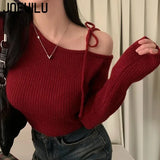 Women's Irregular Collar Tied Cardigan Fashion Designer Jerseys-Women's Fashion Designer Jerseys Tops