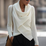 Women's Irregular Collar Tops Fashion Designer Knitted S-2XL Cardigans