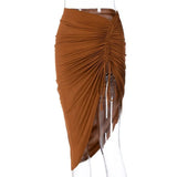 Women's Irregular Drawstring S-L Tassel Fashion Designer Skirts (Midi)