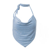 Women's Irregular Fashion Designer Crop Tops Halter S-L Singlets-Women's Tops Fashion Designer Singlets-Women&#x27;s fashion designer plus size clothes