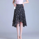 Women's Irregular Ruffle Floral M-3XL Fashion Designer Skirts (Midi)-Women's Fashion Designer Skirts-International Women's Clothing