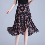 Women's Irregular Ruffle Floral M-3XL Fashion Designer Skirts (Midi)-Women's Fashion Designer Skirts-International Women's Clothing